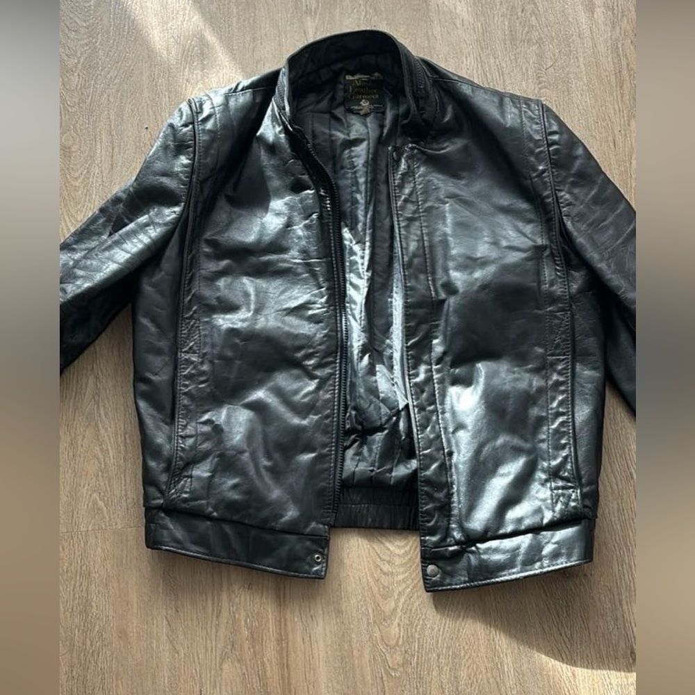 Black vintage leather jacket